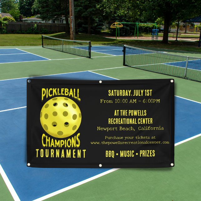Schwarzgelbe Pickleball-Turnier Banner (Von Creator hochgeladen)