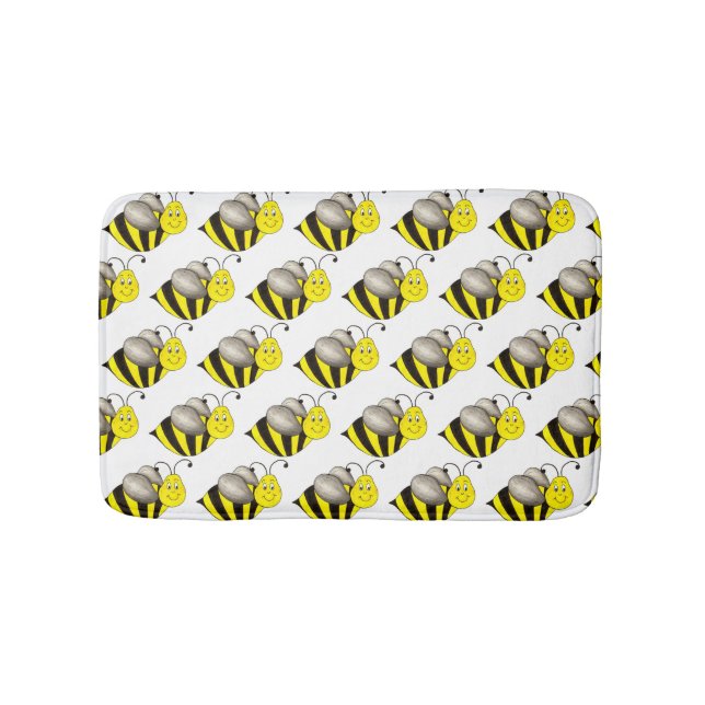 Schwarzgelber Cartoon Biene Hummel Honeybee Badematte (Vorderseite)