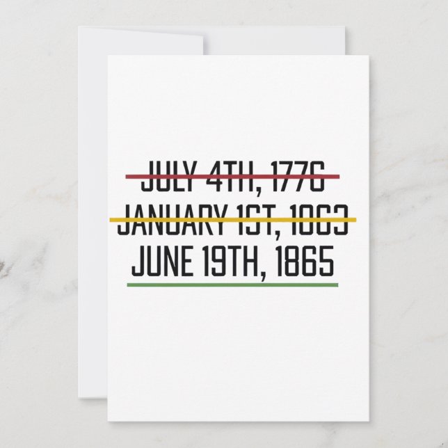 Schwarzgeschichte des Junetezehnten Unabhängigkeit Feiertagskarte (Vorderseite)