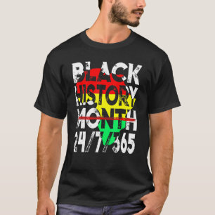 Schwarzgeschichte Monat 24 7 365 Afrika Karte Mela T-Shirt