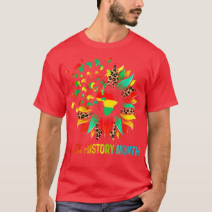 Schwarzgeschichte Monat Afrika Sonnenblumen Leopar T-Shirt