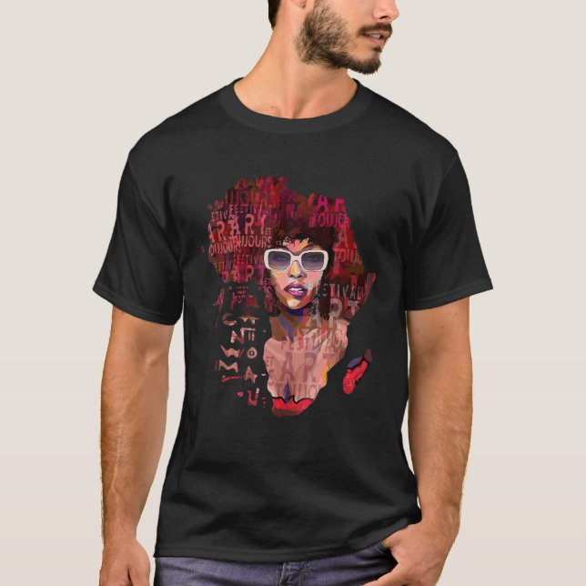 Schwarzgeschichte Monat Afrikanische Frau Afro Bla T-Shirt (Vorderseite)
