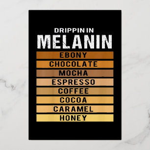 Schwarzgeschichte Monat Drippin Melanin Folien Feiertagskarte