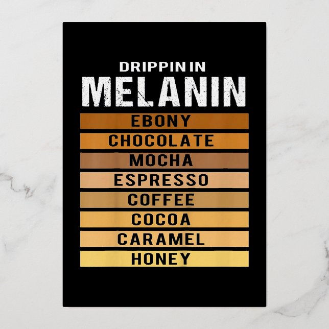 Schwarzgeschichte Monat Drippin Melanin Folien Feiertagskarte (Vorderseite)