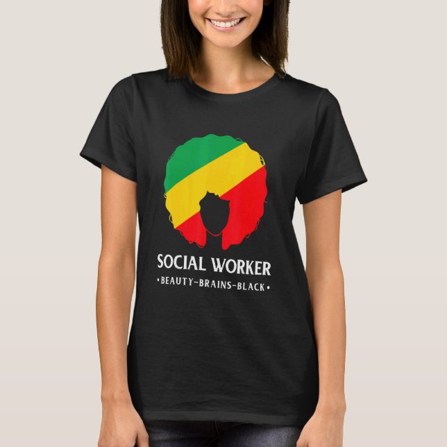 Schwarzgeschichte Monat Sozialarbeiter Afrikanisch T-Shirt (Vorderseite)