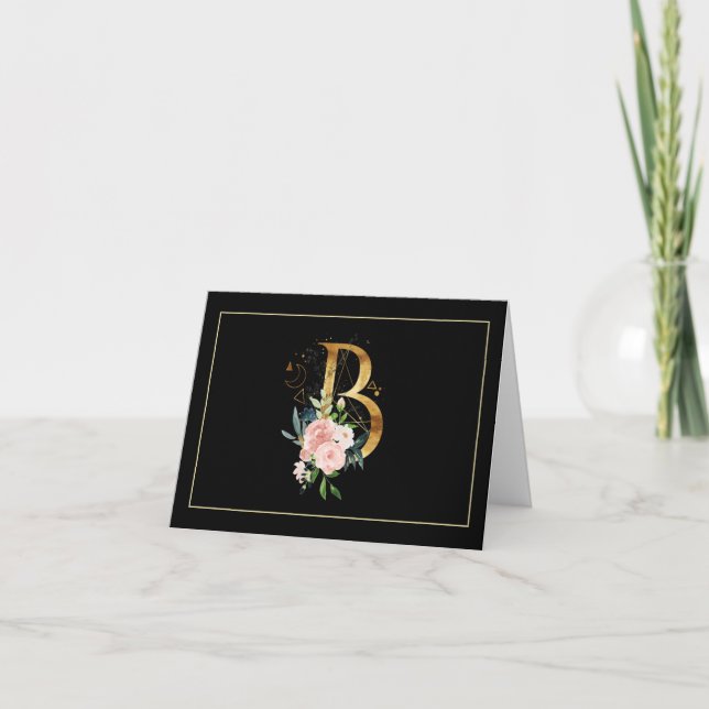 SCHWARZGOLD UND PINK-MONOGRAMM INITIAL B (Vorderseite)
