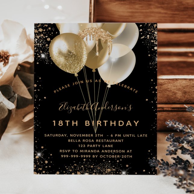 Schwarzgoldballons für Geburtstagsparty - Glitzer Flyer (Von Creator hochgeladen)