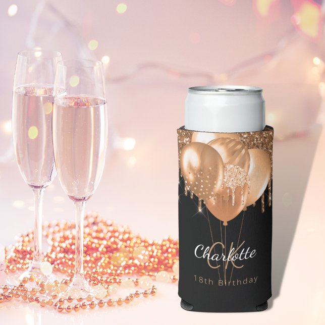 Schwarzgoldenblasen-Monogramm-Name Selters Dosenkühler (Von Creator hochgeladen)