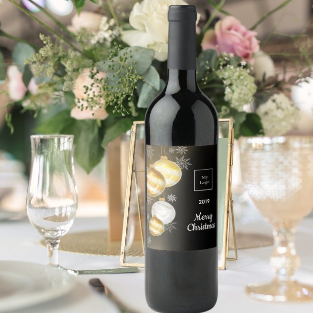 Schwarzgoldschmuckfirma Weihnachten Weinetikett (Von Creator hochgeladen)