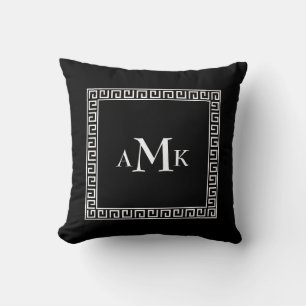 Schwarzgriechischer Schlüssel   Mit Monogramm Kiss Kissen