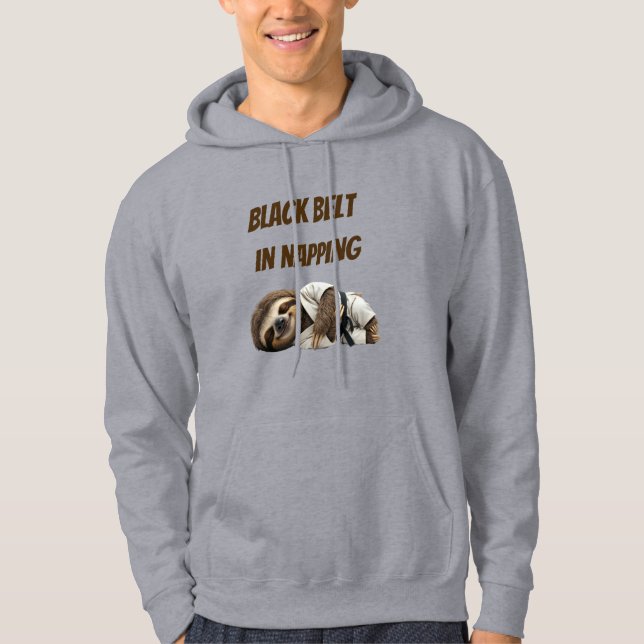 Schwarzgurtel im Schlummern Faultier Hoodie (Vorderseite)