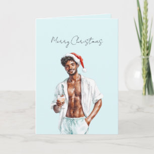 Schwarzhaariger Mann Weihnachten Karte