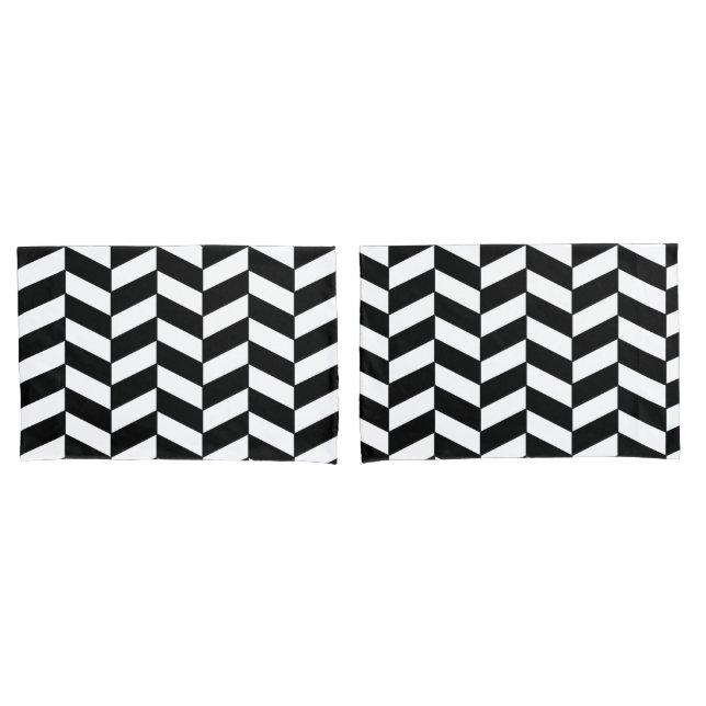 Schwarzherringbone Kissenbezug (Vorderseite-Set)