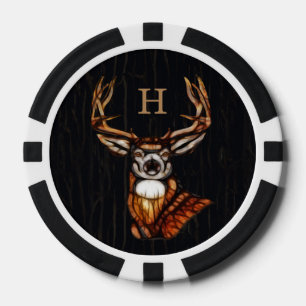 Schwarzholz Hirsch Rustikales Country Monogramm Pokerchips