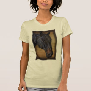Schwarzhornportrait auf rustikalem Pergament-Effek T-Shirt