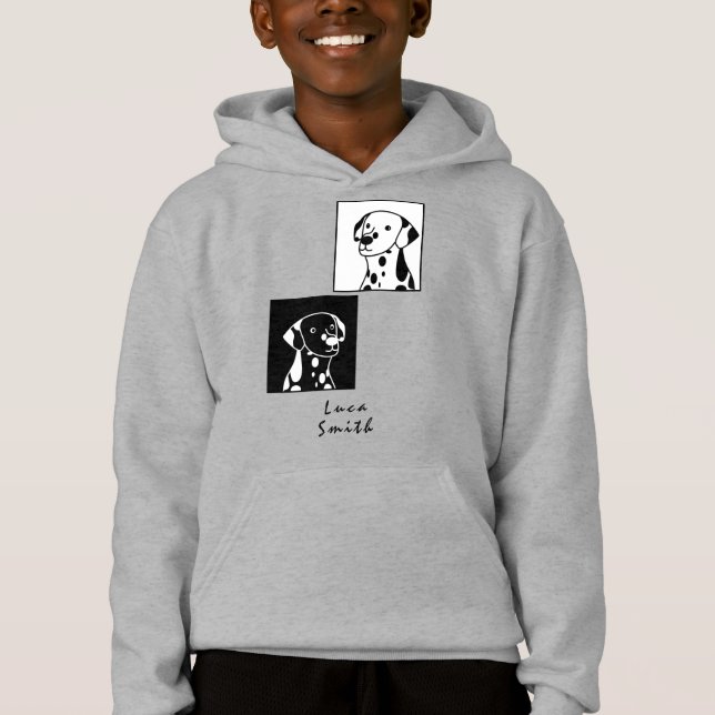 SCHWARZHUNDE UND WEISSE HUNDE MIT TEXT GERAHMT HOODIE (Vorderseite)