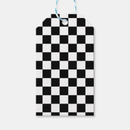 Schwarzkariertes Papier Geschenkanhänger