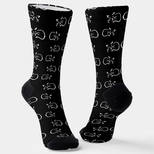 Schwarzkätzchen Socken (Gewinkelt)