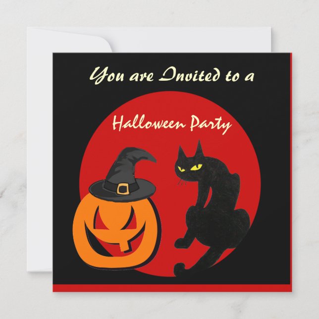 SCHWARZKATZE-HALLOWEEN-PARTY EINLADUNG (Vorderseite)
