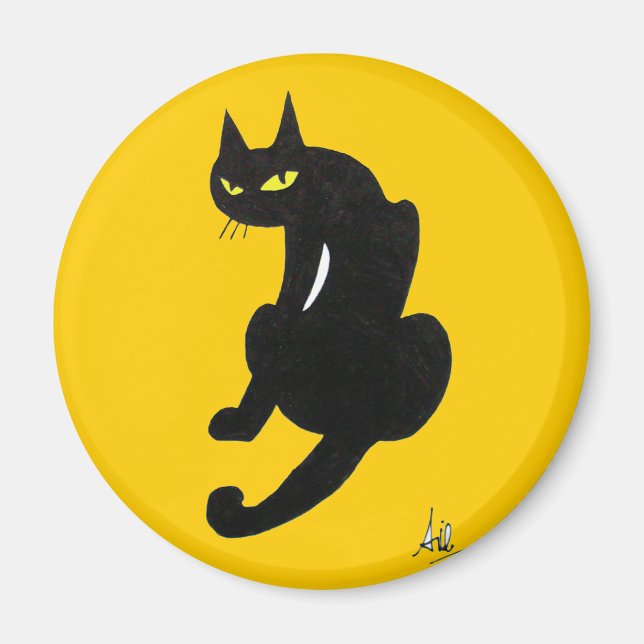 SCHWARZKATZE-HALLOWEEN-PARTY MAGNET (Vorne)