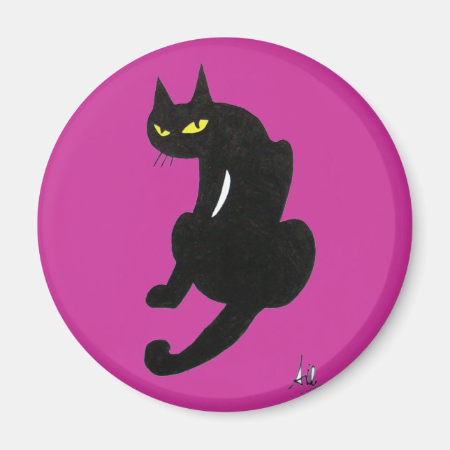 SCHWARZKATZE-HALLOWEEN-PARTY MAGNET (Vorne)