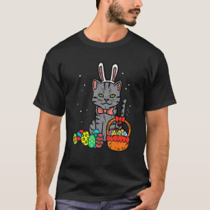 Schwarzkatze Osterhase Ostereier Korb T-Shirt
