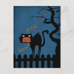 Schwarzkatze zu Halloween Postkarte