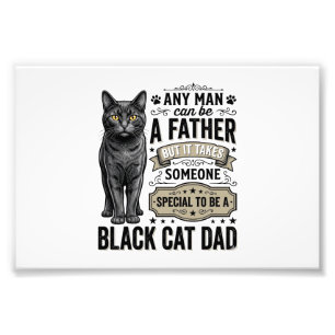 Schwarzkatzen-Vater Vintage-Stich T-Shirt Design_1 Fotodruck