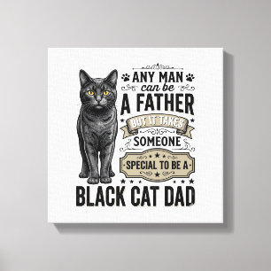 Schwarzkatzen-Vater Vintage-Stich T-Shirt Design_1 Leinwanddruck