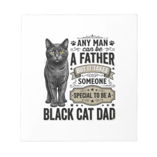 Schwarzkatzen-Vater Vintage-Stich T-Shirt Design_1 Notizblock