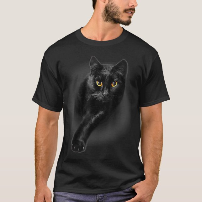Schwarzkatzengelbe Augen Katzen  T-Shirt (Vorderseite)