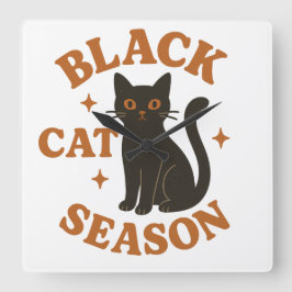 Schwarzkatzenzeit Quadratische Wanduhr