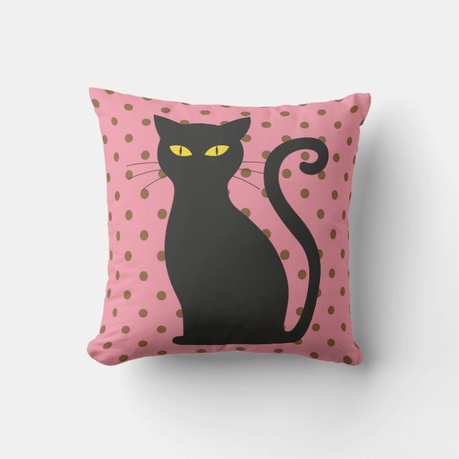 SCHWARZKATZPINK POLKA DOT PILLOWS KISSEN (Vorderseite)