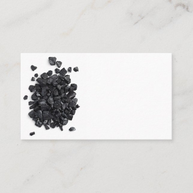 Schwarzkohle abgeschieden auf weißem Hintergrund.  Visitenkarte (Vorderseite)