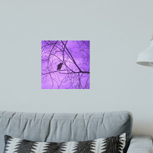 Schwarzkrähe Lila Himmel Bäume Fotografie Leinwanddruck