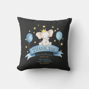 Schwarzkreide Baby Elefant STERNE UND LUFTBALLONS Kissen