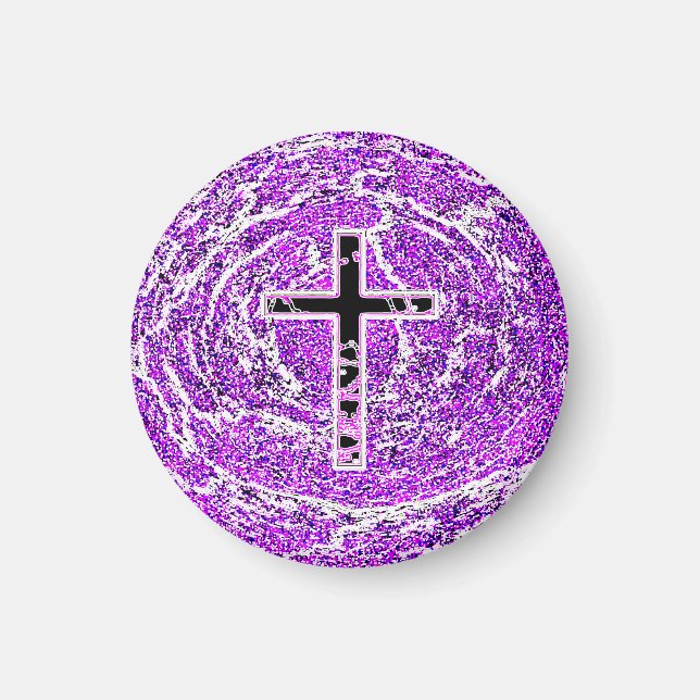 SCHWARZKREUZ MIT LILA HINTERGRUND MAGNET (Vorne)