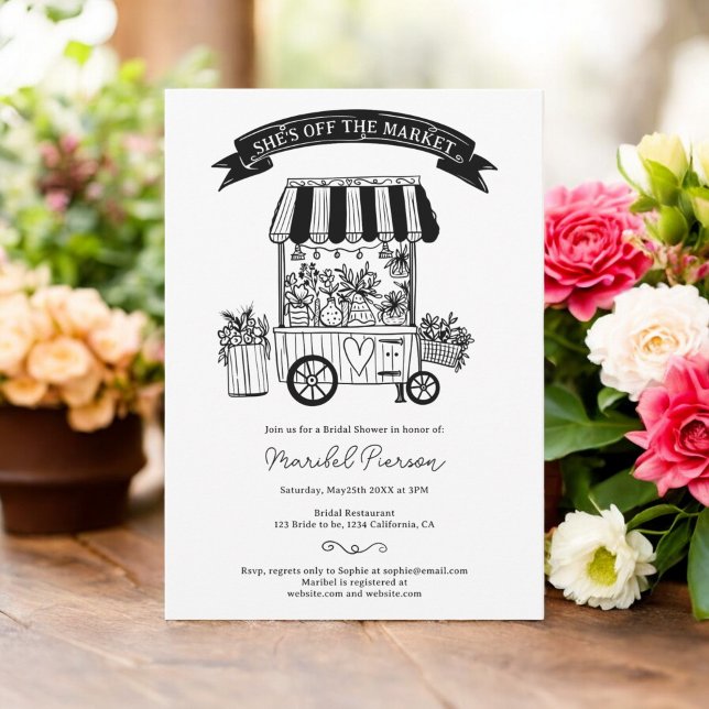 Schwarzkritzel-Brautparty vom Markt Einladung (Off the market black scribbles bridal shower invitation)