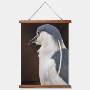 Schwarzkronenportrait Wandteppich Mit Holzrahmen