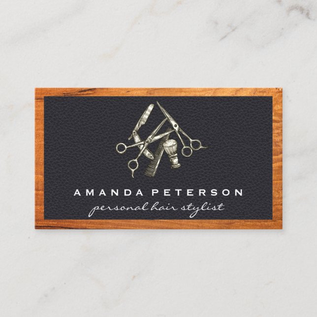 Schwarzleder | Friseursalon | Einrahmen Visitenkarte (Vorderseite)