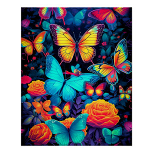 Schwarzlicht-Schmetterlinge Poster