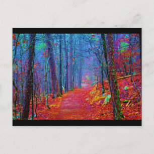 Schwarzlicht-Wald-Ölgemälde Postkarte