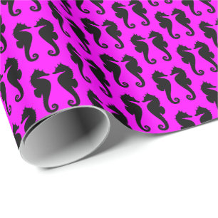 Schwarzmeer-Pferde auf Rosa Geschenkpapier