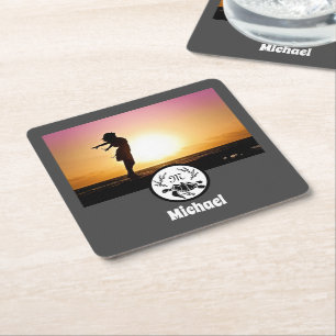 Schwarzmeerschildkröte-Silhouette-Monogramm Rechteckiger Pappuntersetzer