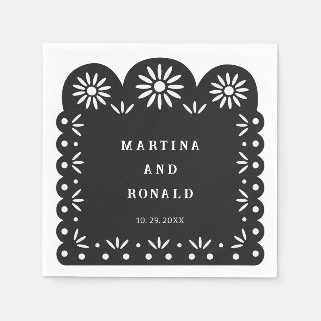 SCHWARZMEXIKANISCHES PAPEL PICADO SERVIETTE (Vorderseite)