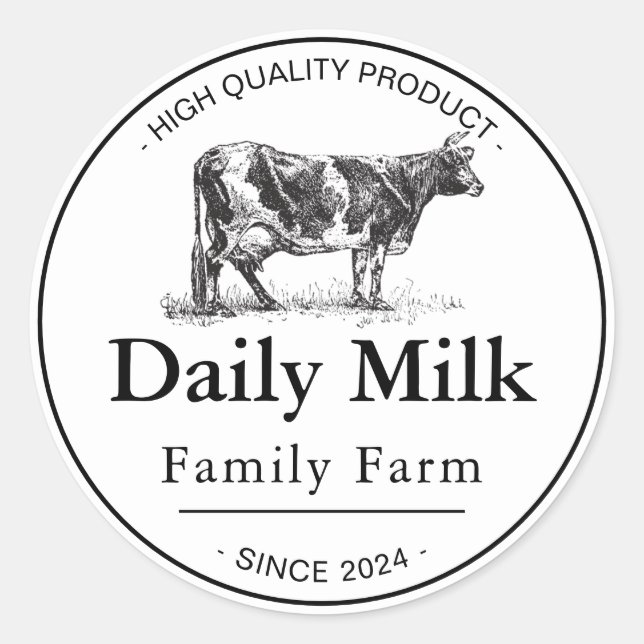 Schwarzmilch und Vintage Weiße Runder Aufkleber (Vorderseite)