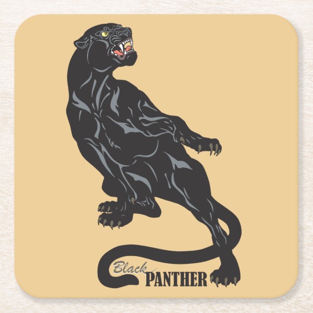 Schwarzpanther Rechteckiger Pappuntersetzer (Vorderseite)