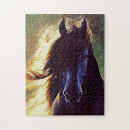 Schwarzpferd "des friesischen Glühens", Stallion Puzzle