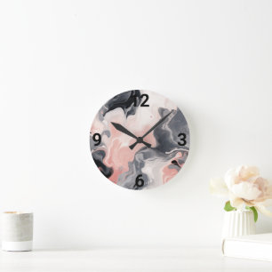 SCHWARZPINK-MARMOR INSPIRIERT WANDSCHALTER RUNDE WANDUHR