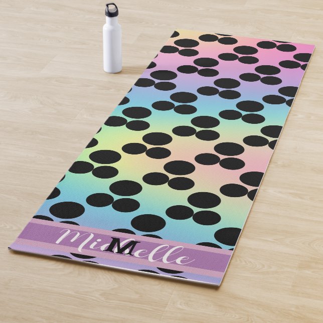 Schwarzpolka dot Gradient Regenbogen Custom Monogr Yogamatte (Beispiel)